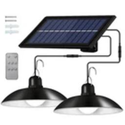 VOGREX Solar Garden Shed Lighting 2 Head Pendant Hanging LED Lamp Yard in Black