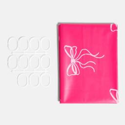 OHS Bows Mould Proof Shower Curtain with 12 Hooks in Bright Pink - Size: 180 cm width x 180 cm drop - thumbnail 6