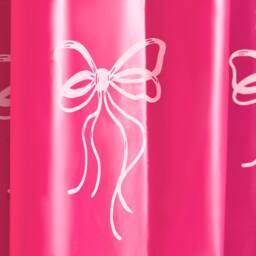 OHS Bows Mould Proof Shower Curtain with 12 Hooks in Bright Pink - Size: 180 cm width x 180 cm drop - thumbnail 2