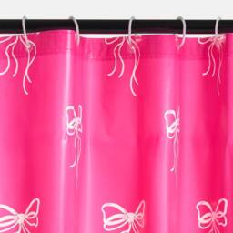 OHS Bows Mould Proof Shower Curtain with 12 Hooks in Bright Pink - Size: 180 cm width x 180 cm drop - thumbnail 4