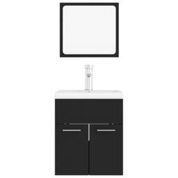 Berkfield Home Bathroom Furniture Set Black Engineered Wood - thumbnail 6