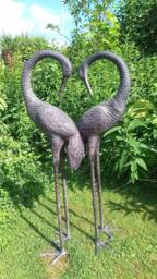 Inspirational Gifting Pair of Love Cranes Garden Ornaments Aluminium with Bronze Finish 1m tall - thumbnail 3