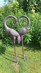 Inspirational Gifting Pair of Love Cranes Garden Ornaments Aluminium with Bronze Finish 1m tall - thumbnail 2
