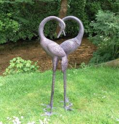Inspirational Gifting Pair of Love Cranes Garden Ornaments Aluminium with Bronze Finish 1m tall - thumbnail 6