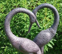 Inspirational Gifting Pair of Love Cranes Garden Ornaments Aluminium with Bronze Finish 1m tall - thumbnail 5