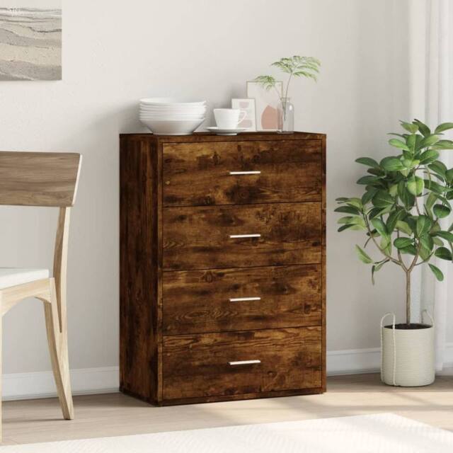 Berkfield Home Sideboard Smoked Oak 60x31x84 cm Engineered Wood in Brown - Size: 60 x 31 x 84 cm - image 1