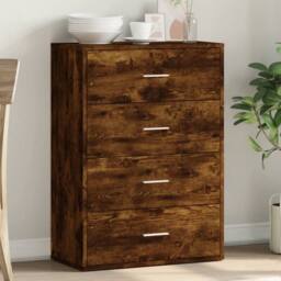 Berkfield Home Sideboard Smoked Oak 60x31x84 cm Engineered Wood in Brown - Size: 60 x 31 x 84 cm - thumbnail 2