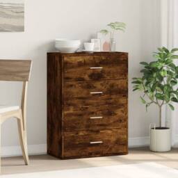 Berkfield Home Sideboard Smoked Oak 60x31x84 cm Engineered Wood in Brown - Size: 60 x 31 x 84 cm - thumbnail 1