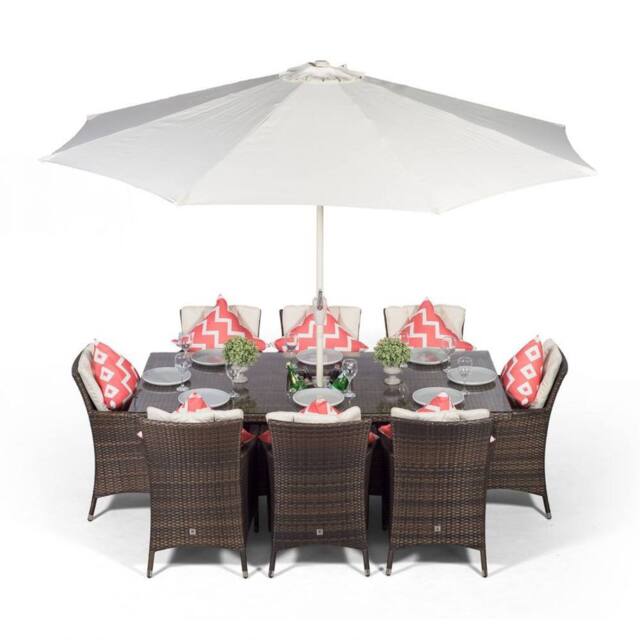 Thats Furniture Savannah Rectangle 8 Seat Rattan Dining Set Ice Bucket Drinks Cooler in Brown - image 1