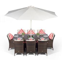 Thats Furniture Savannah Rectangle 8 Seat Rattan Dining Set Ice Bucket Drinks Cooler in Brown - thumbnail 1