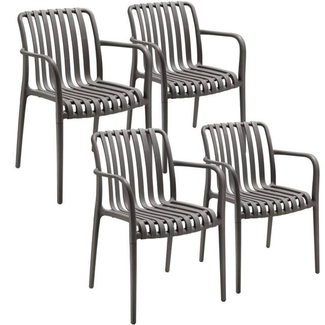 tectake Garden Chairs Alcudia in Dark Grey - Size: 4 Person - image 1