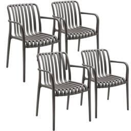 tectake Garden Chairs Alcudia in Dark Grey - Size: 4 Person - thumbnail 1