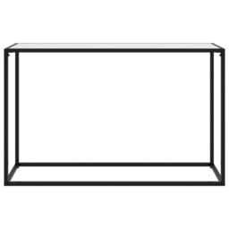 Berkfield Home Console Table White 120x35x75 cm Tempered Glass - Size: 120 x 35 x 75 cm - thumbnail 2