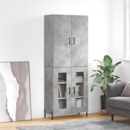 Berkfield Home Highboard Concrete Grey 69.5x34x180 cm Engineered Wood - thumbnail 1