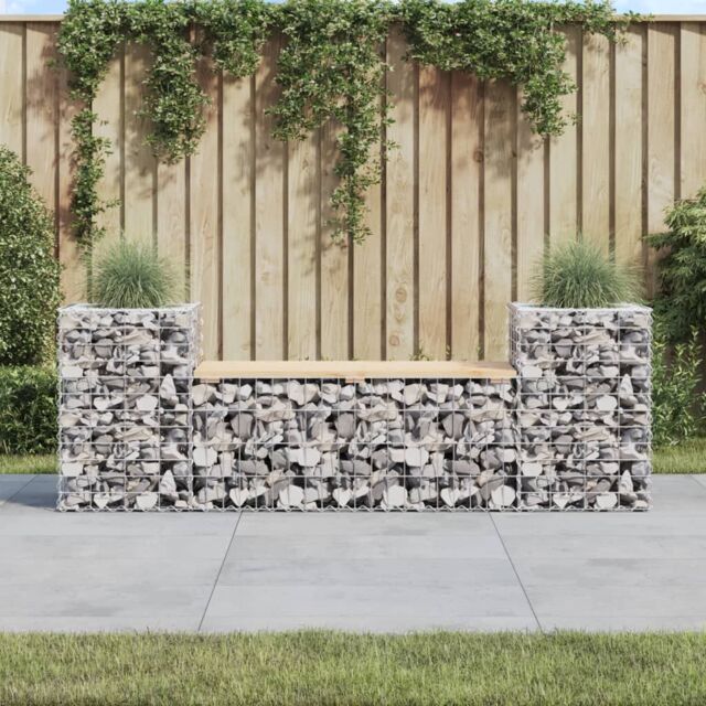 Berkfield Home Garden Bench Gabion Design 183x41x60.5 cm Solid Wood Pine in Brown - image 1