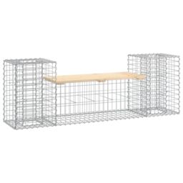 Berkfield Home Garden Bench Gabion Design 183x41x60.5 cm Solid Wood Pine in Brown - thumbnail 2