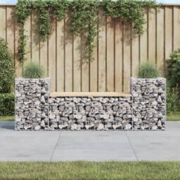 Berkfield Home Garden Bench Gabion Design 183x41x60.5 cm Solid Wood Pine in Brown - thumbnail 1