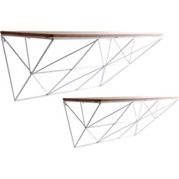 Marco Paul Set of 2 Abstract Wooden Wall Floating Shelves Home Storage Wall Shelf in White - thumbnail 2