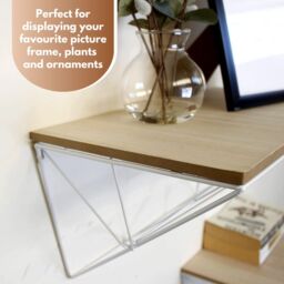 Marco Paul Set of 2 Abstract Wooden Wall Floating Shelves Home Storage Wall Shelf in White - thumbnail 5