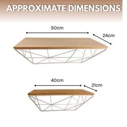 Marco Paul Set of 2 Abstract Wooden Wall Floating Shelves Home Storage Wall Shelf in White - thumbnail 3