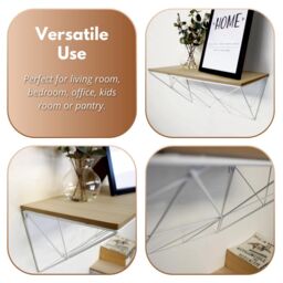 Marco Paul Set of 2 Abstract Wooden Wall Floating Shelves Home Storage Wall Shelf in White - thumbnail 6