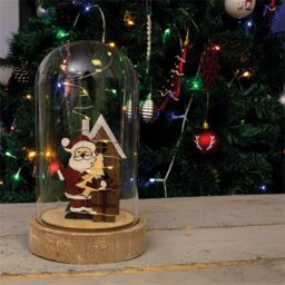 Netagon Christmas Battery Powered Light Up Cloche Christmas Scene Globe Ornament- Father Christmas in Red