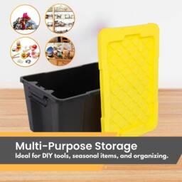 Novecrafto Black Plastic Storage Box with Lid & Handles, Stackable Heavy Duty - Size: Large - thumbnail 6