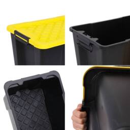 Novecrafto Black Plastic Storage Box with Lid & Handles, Stackable Heavy Duty - Size: Large - thumbnail 8