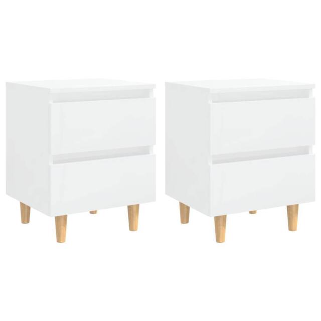 Berkfield Home Bed Cabinets & Pinewood Legs 2 pcs High Gloss White 40x35x50cm - Size: 40 x 35 x 50 cm - image 1