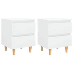 Berkfield Home Bed Cabinets & Pinewood Legs 2 pcs High Gloss White 40x35x50cm - Size: 40 x 35 x 50 cm - thumbnail 1