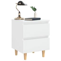 Berkfield Home Bed Cabinets & Pinewood Legs 2 pcs High Gloss White 40x35x50cm - Size: 40 x 35 x 50 cm - thumbnail 7