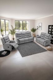 More4Homes Seattle Manual Recliner Fabric 1+2+3 Seater Sofa Set in Grey - thumbnail 1