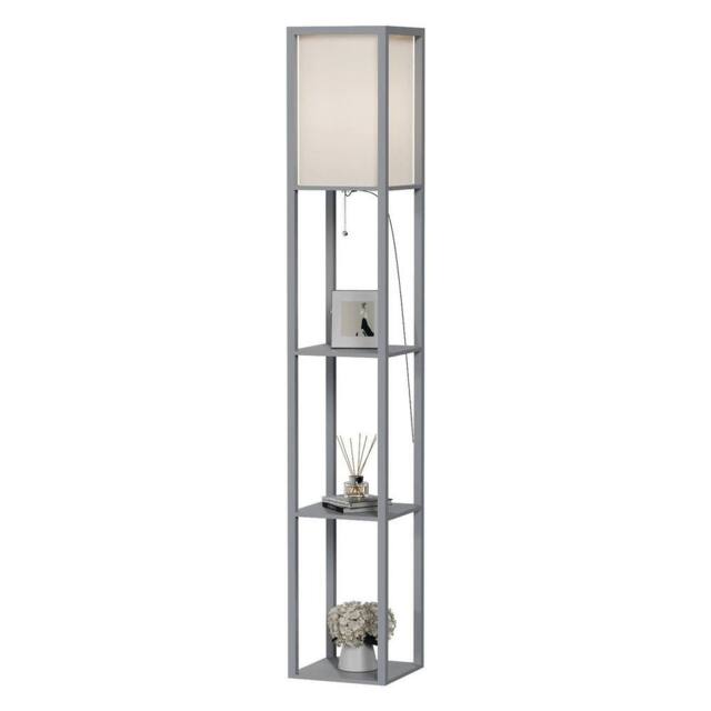 Kelvenix Wood Floor Lamp Free Standing 3-Tier Storage in Grey - image 1