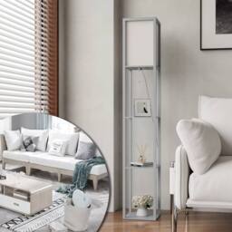 Kelvenix Wood Floor Lamp Free Standing 3-Tier Storage in Grey - thumbnail 3