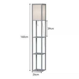 Kelvenix Wood Floor Lamp Free Standing 3-Tier Storage in Grey - thumbnail 2