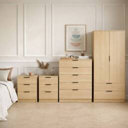 Home Discount Vida Designs Trega 3Pc Bedroom Set(3Dr Bedsidex2, 5Dr Chest, Wardrobe) in Brown - thumbnail 1