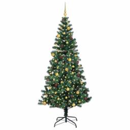 Berkfield Home Artificial Pre-lit Christmas Tree Green 240 cm PVC & Metal - thumbnail 3