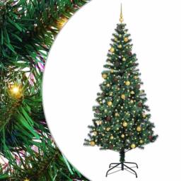 Berkfield Home Artificial Pre-lit Christmas Tree Green 240 cm PVC & Metal - thumbnail 2