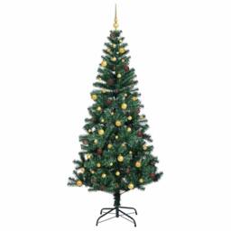 Berkfield Home Artificial Pre-lit Christmas Tree Green 240 cm PVC & Metal - thumbnail 4