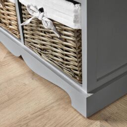 Home Source Lichfield 6 Wicker Basket Drawer Chest Storage Unit Fully Assembled in Grey - thumbnail 3