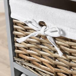 Home Source Lichfield 6 Wicker Basket Drawer Chest Storage Unit Fully Assembled in Grey - thumbnail 4