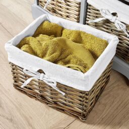 Home Source Lichfield 6 Wicker Basket Drawer Chest Storage Unit Fully Assembled in Grey - thumbnail 5