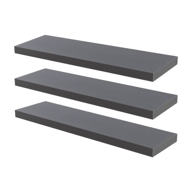 Harbour Housewares 3x 80cm Floating Wall Shelves - Wall Mountable for Storage & Display in Grey - Size: 3x 80 cm - image 1