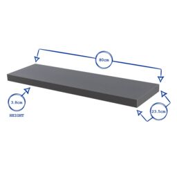 Harbour Housewares 3x 80cm Floating Wall Shelves - Wall Mountable for Storage & Display in Grey - Size: 3x 80 cm - thumbnail 3