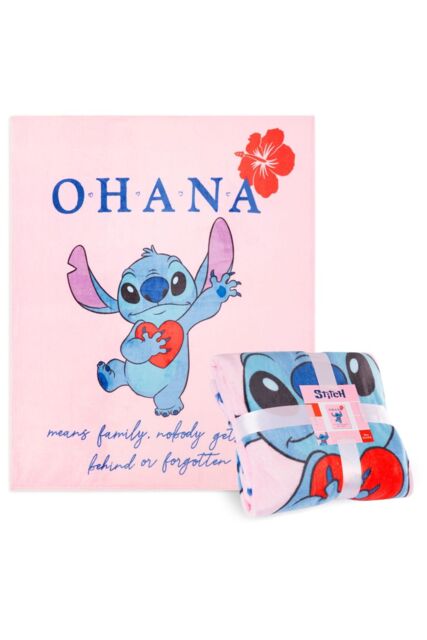 Disney Stitch Pink Flannel Fleece Blanket - image 1