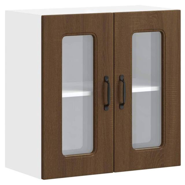 Berkfield Home Kitchen Wall Cabinet with Glass Door Kalmar Brown Oak Engineered Wood - image 1