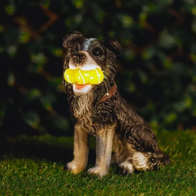 Marco Paul Solar Light Dog Garden Ornament Light Up Tennis Balls Puppy Statue in Bronze - image 1
