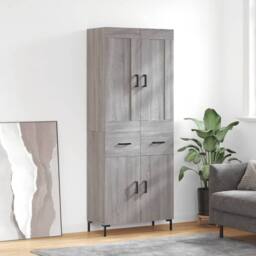 Berkfield Home Highboard Grey Sonoma 69.5x34x180 cm Engineered Wood - thumbnail 2