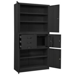 Berkfield Home Office Cabinet Anthracite 90x40x180 cm Steel in Black - Size: 90 x 40 x 180 cm - thumbnail 5