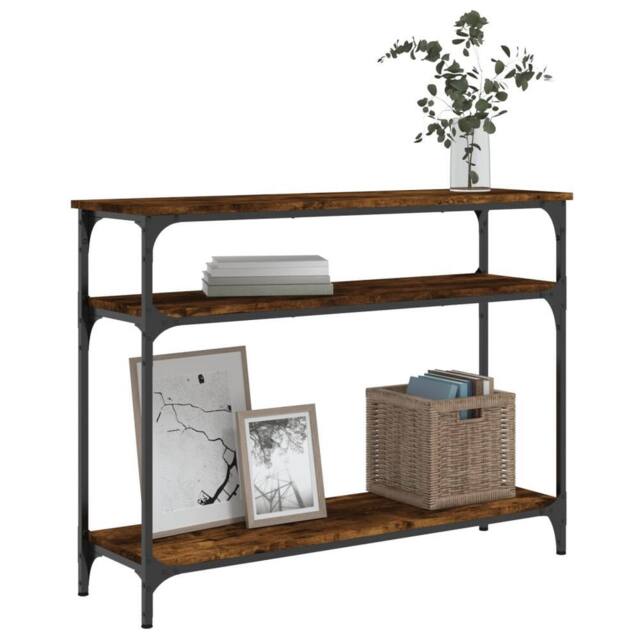Berkfield Home Decorative Console Table Smoked Oak 100x29x75 cm Engineered Wood in Brown - Size: 100 x 29 x 75 cm - image 1